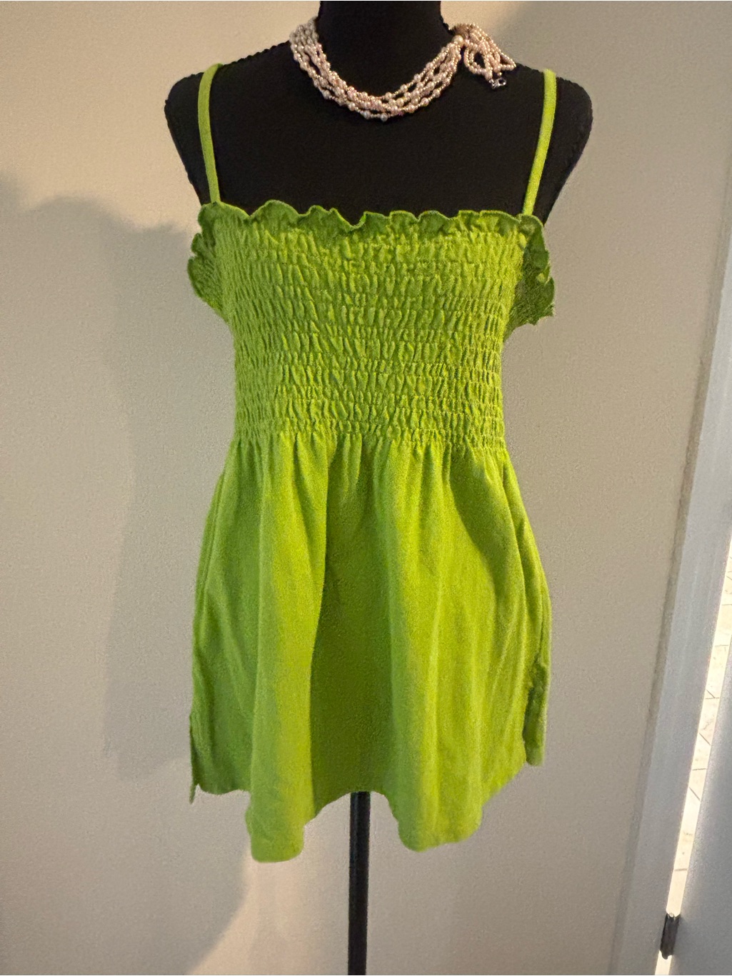 Smocked Lime Green SpaghettiStrap Tank Top